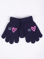 Yoclub Kids's Girls' Five-Finger Gloves RED-0012G-AA5A-008 Navy Blue