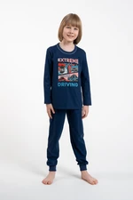 Boys' pajamas, long sleeves, long pants - navy blue