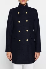 Trendyol Navy Blue Premium Gold Button Detailed Stamp Coat