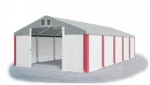 Garážový stan 6x12x4m střecha PVC 560g/m2 boky PVC 500g/m2 konstrukce ZIMA Šedá Bílá Červené