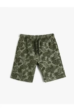 Koton Palm Tree Patterned Shorts Above Knee Tie Waist