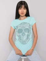 Light blue women's skull t-shirt