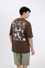 DEFACTO Comfort Fit Crew Neck Back Printed Short Sleeve T-Shirt