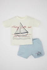 DEFACTO Baby Boy Printed Short Sleeve T-shirt Shorts 2-Piece Set