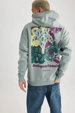 DEFACTO Oversize Fit Back Printed Hooded Thick Sweatshirt