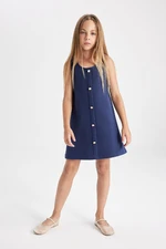 DEFACTO Girl's Basic Button Closure Sleeveless Dress