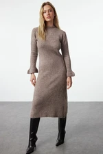 Trendyol Mink Midi Knitwear Boucle Dress