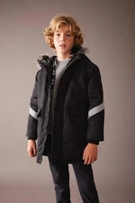 DEFACTO Boy's Water Repellent Removable Für Hooded Plush Lining Coat