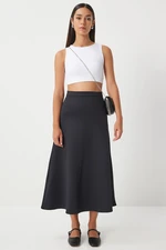 Happiness İstanbul Women's Black A-Line Pleated Skirt