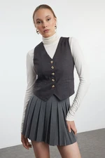 Trendyol Anthracite Basic Plain/Crop Regular Woven Vest