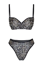 Trendyol Leopard Patterned Ribbed Unlined Knitted Underwear Set