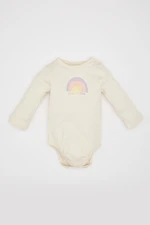 DEFACTO Baby Girl Newborn Crew Neck Rainbow Printed Long Sleeve Snap-On Body B7713a524sp