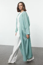 Trendyol Mint Pearl Detailed Woven Shiny Fabric Cap & Abaya & Abaya