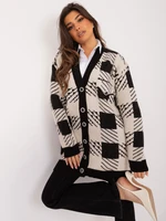 Black and beige women's neckline cardigan