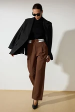 Trendyol Brown Wide Leg/Wide Leg Woven Waist Detailed Trousers