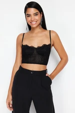 Trendyol Black Crop Corset Detailed Knitted Bustier