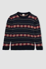 DEFACTO Boy's New Year's Themed Crew Neck Sweater