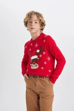 DEFACTO Boy's New Year Themed Crew Neck Sweater