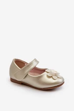 Children's ballerinas with Velcro closure and gold serinde decoration