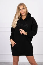 Insulated sweatshirt with embroidered oversize black inscription