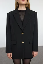 Trendyol Black Oversize Heart Button Blazer Jacket