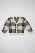 DEFACTO Baby Boy Plaid V Neck Buttoned Knitted Cardigan