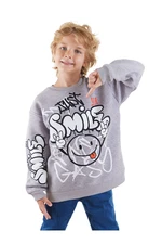 Denokids Just Smile Boy Grey Sweatshirt