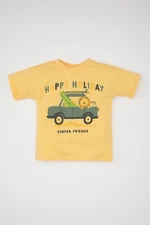 DEFACTO Baby Boy Crew Neck Vehicle Printed Short Sleeve T-Shirt