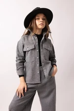 DEFACTO Girl's Oversize Fit Flannel Long Sleeve Shirt