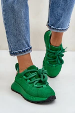 Suede Women's Sneakers with Thick Lacing Artiker Green