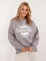 Grey women's sweatshirt with print and insulation