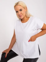 White basic blouse plus size with side slits