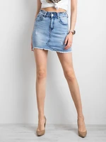 Women's blue denim mini skirt