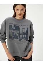 Koton Printed Sweatshirt Comfortable Fit Crew Neck Long Sleeve