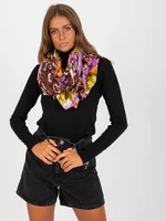 Brown-purple cotton scarf with pattern