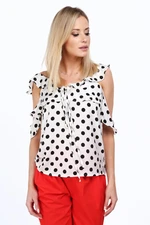 Cream polka dot blouse every day