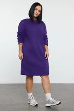 Trendyol Curve Dark Purple 2 Yarn Non-raised Knit Plus Size Dress