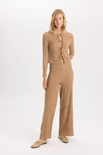 DEFACTO Wide Leg Wide Leg Elastic Waist Basic Plain Crepe Trousers