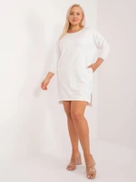 Ecru sweatshirt dress plus size with slits