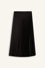 DEFACTO A-Line High Waist Pleated Basic Plain Satin Maxi Skirt