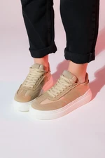 LuviShoes JOSE Beige Denim Women's Sports Sneaker