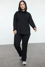 Trendyol Curve Black Knitted Plus Size Two Piece Set