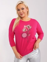 Fuchsia blouse in a larger size for everyday wear with rhinestones