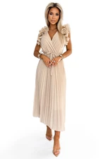 Women's pleated chiffon midi dress with a neckline and delicate ruffles Numoco