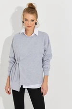 Cool & Sexy Women's Gray Tied Sweatshirt Yi2493