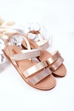 Children's shiny sandals rose gold Natalie