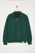 Trendyol Emerald Oversize/Wide Cut Stand Collar Sweatshirt with Labeled Fleece Inside