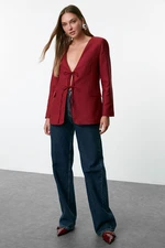 Trendyol Burgundy Tie Detailed Woven Blazer Jacket