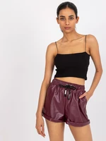 Abigail RUE PARIS burgundy casual shorts made of eco-leather