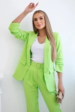 Women's elegant blazer + trousers set - neon green